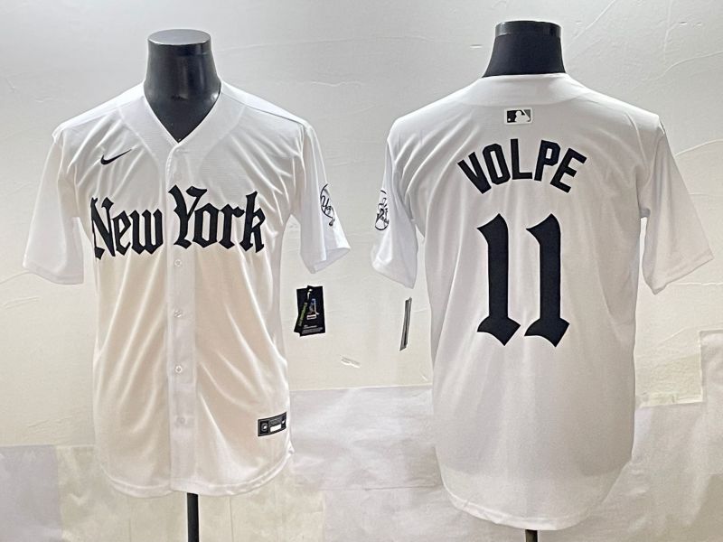 Men 2025 New York Yankees #11 Volpe White Five generations Joint Name Nike MLB Jersey style 31->new york yankees->MLB Jersey